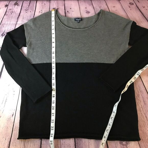 Splendid Gray Black Colorblock Poly Cashmere Blend Pullover Sweater Size S - Picture 7 of 8